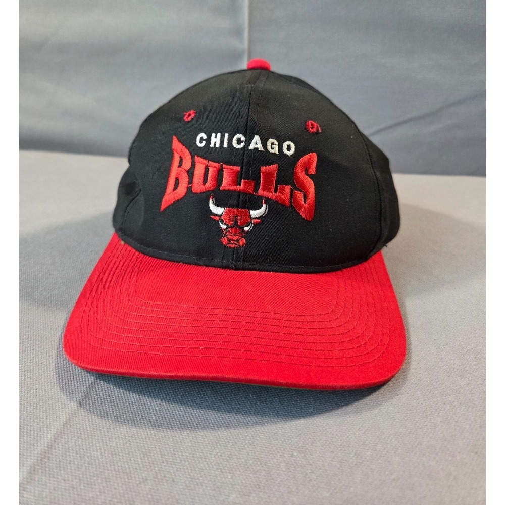 Vintage The G Cap Chicago Bulls NBA Snapback Hat Black Red Made In Korea